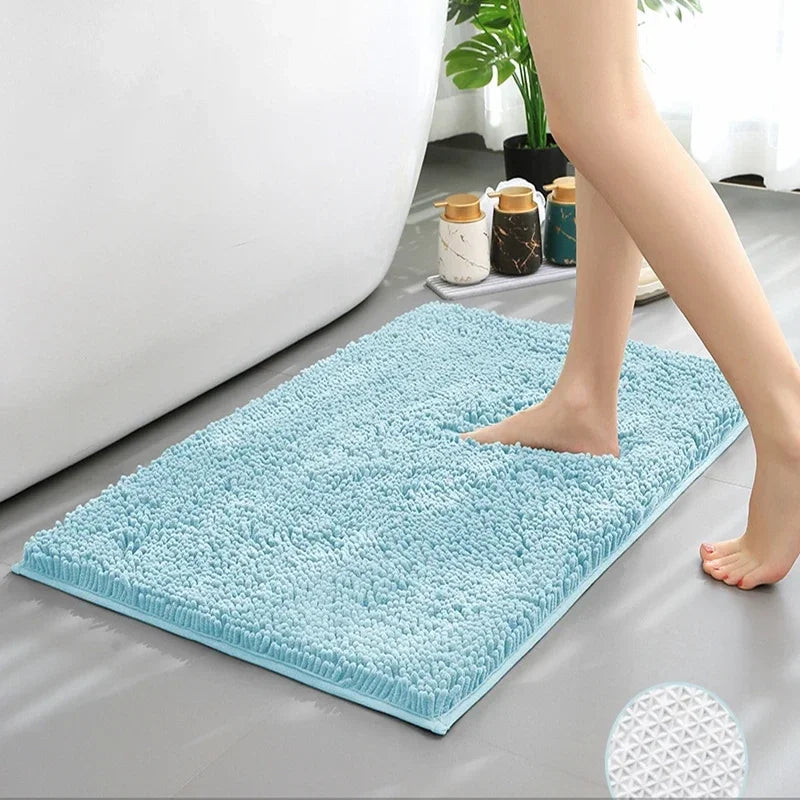 Luxury Chenille Bath Rug, Extra Soft and Absorbent Shaggy Bathroom Mat Rugs, Machine Washable, PVC Non-Slip Plush Carpet Runner