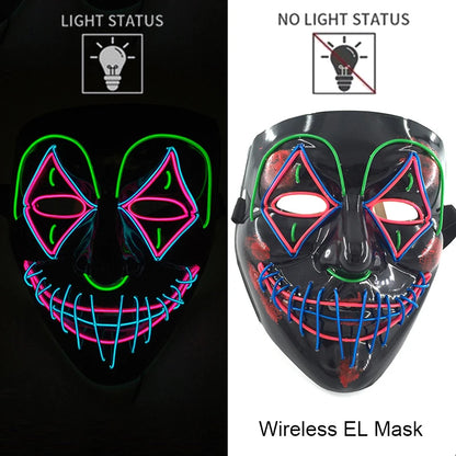 Light-Up EL Wire Party Mask for Halloween &amp; Cosplay