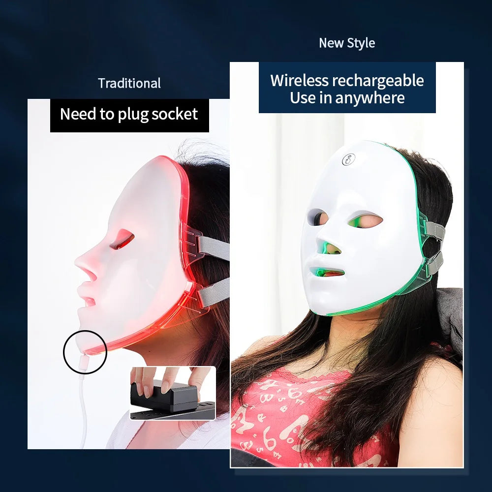 7-Color LED Light Therapy Face Mask – Rechargeable Photon Skin Rejuvenation & Anti-Aging Beauty Mask