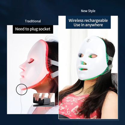 7-Color LED Light Therapy Face Mask – Rechargeable Photon Skin Rejuvenation & Anti-Aging Beauty Mask