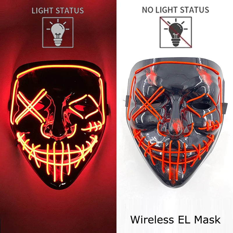 Light-Up EL Wire Party Mask for Halloween &amp; Cosplay