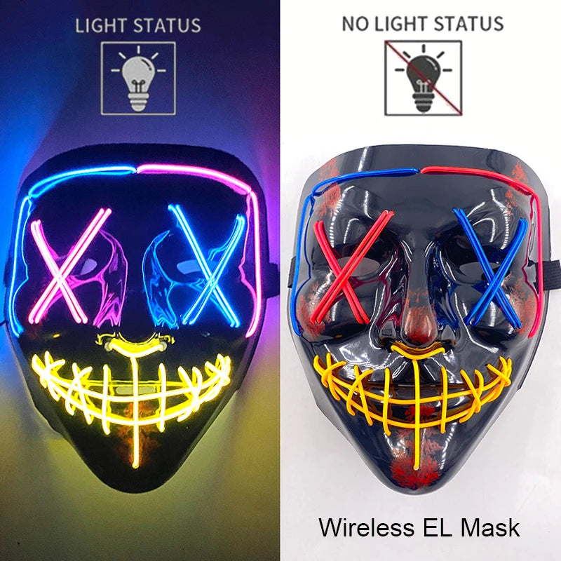 Light-Up EL Wire Party Mask for Halloween &amp; Cosplay
