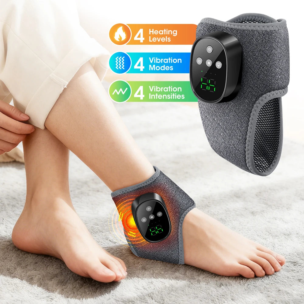 Cordless Heated Ankle Massager | Vibration Foot Wrap for Pain Relief & Relaxation