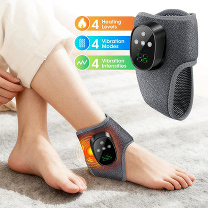 Cordless Heated Ankle Massager | Vibration Foot Wrap for Pain Relief & Relaxation