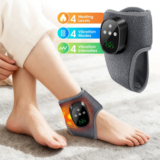 Cordless Heated Ankle Massager | Vibration Foot Wrap for Pain Relief & Relaxation