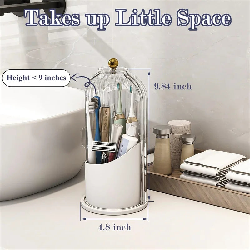 Toothbrush, Makeup, Holders with Sliding Lid Rotating Dustproof