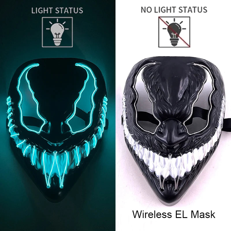 Light-Up EL Wire Party Mask for Halloween &amp; Cosplay