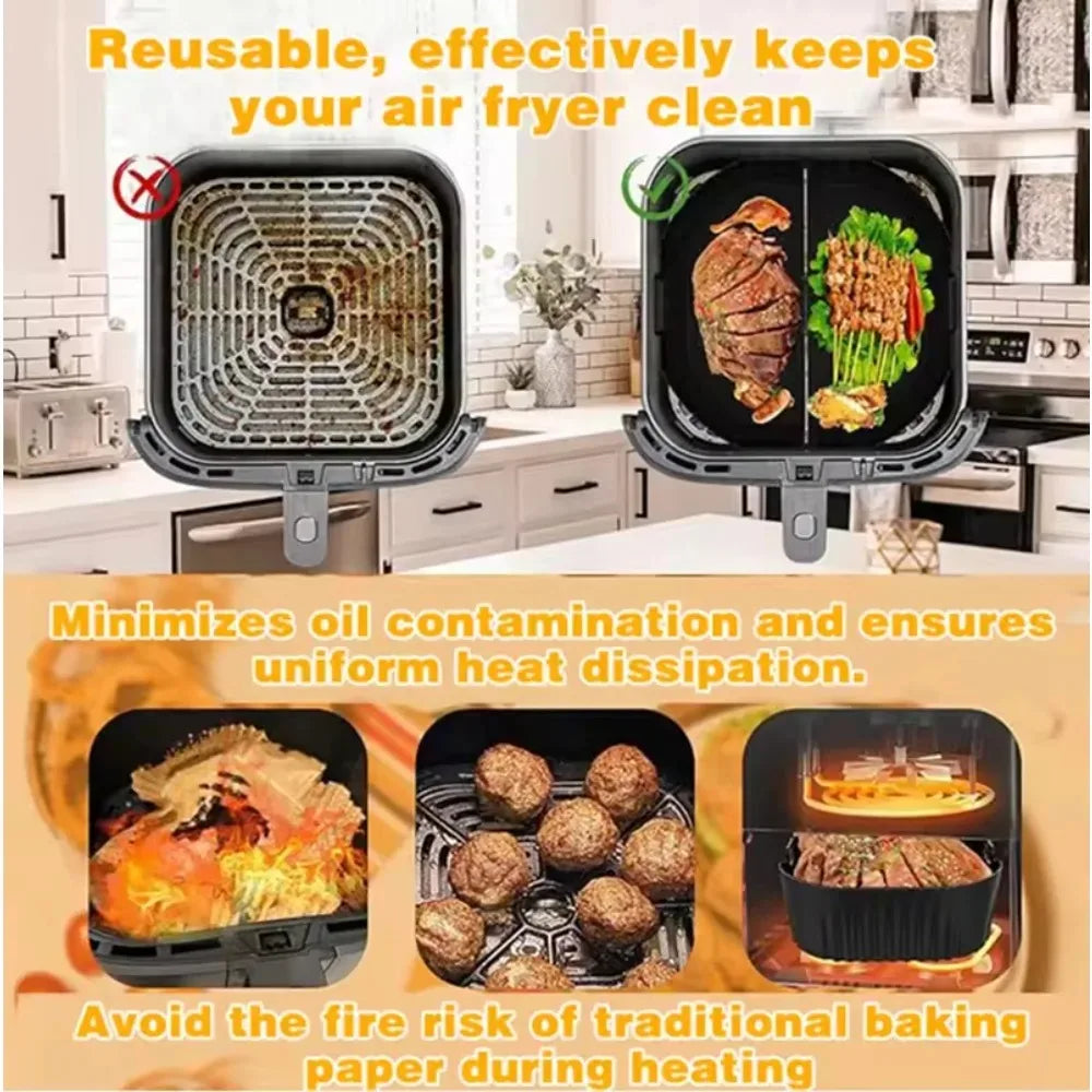 Silicone Air Fryer Liner & Oil Filter Mat – Non-Stick, Reusable, Easy Clean