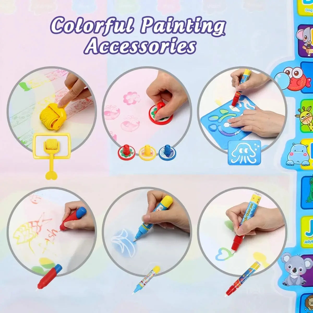 Magic Water Drawing Mat | Reusable Doodle Pad with Water Pens | Mess-Free Kids Art Toy