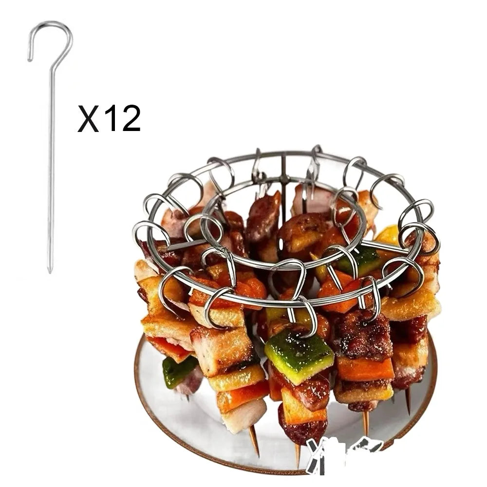 Vertical Skewer Grill Rack | Stainless Steel BBQ & Air Fryer Stand | 12, 24 or 49 Skewers