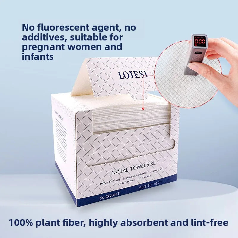 Disposable Face Towels, 50 Count | Soft XL Dry Wipes