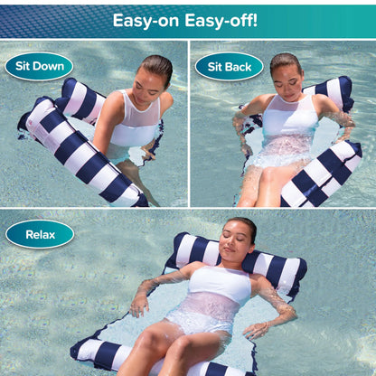 4-in-1 Monterey Hammock Pool Float for Adults – Inflatable Water Hammock, Pool Lounger & Saddle Float
