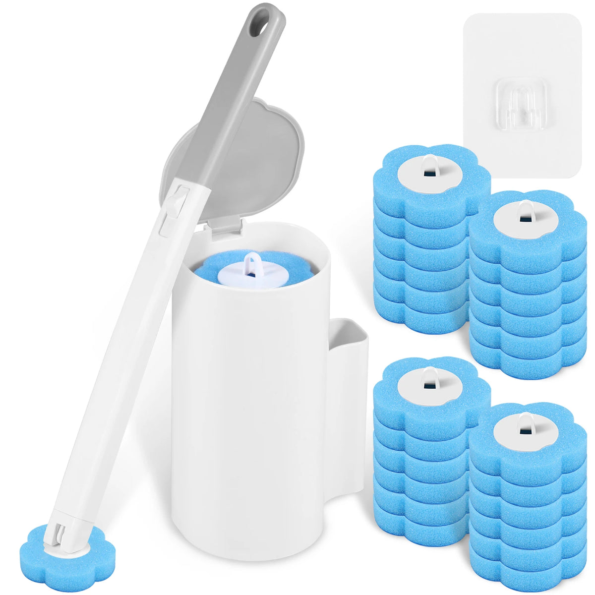 Disposable Toilet Brush & Holder Set | 360° Deep Clean with Scented Refill Heads