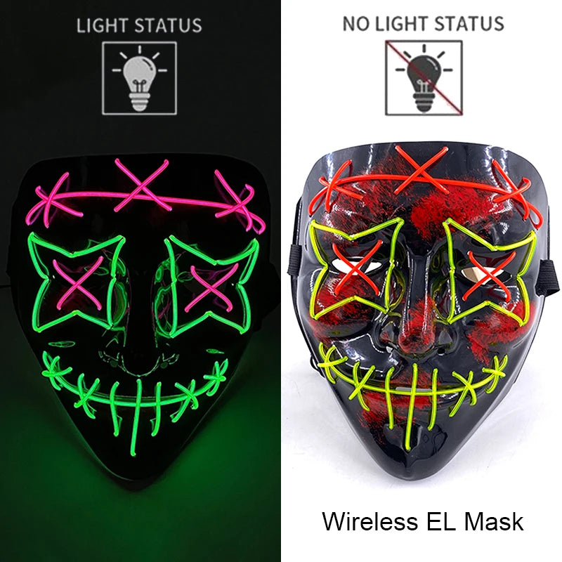 Light-Up EL Wire Party Mask for Halloween &amp; Cosplay