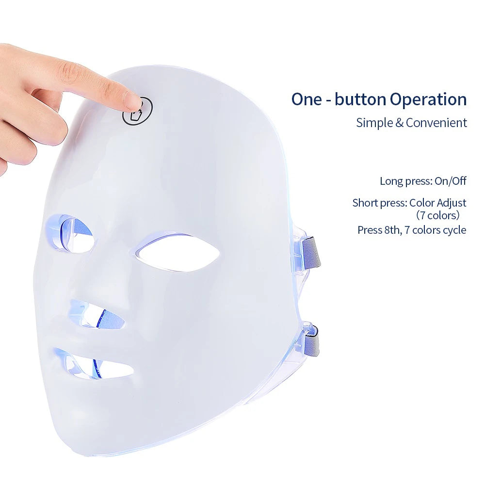 7-Color LED Light Therapy Face Mask – Rechargeable Photon Skin Rejuvenation & Anti-Aging Beauty Mask