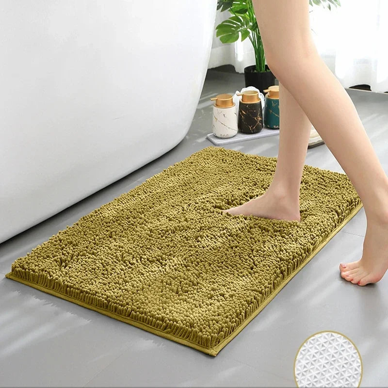 Luxury Chenille Bath Rug, Extra Soft and Absorbent Shaggy Bathroom Mat Rugs, Machine Washable, PVC Non-Slip Plush Carpet Runner