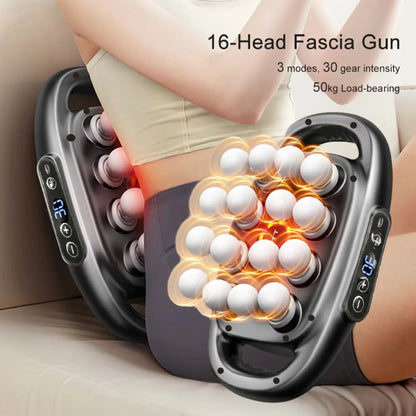 HTMCK Deep Tissue Massager Gun Set — 16 Heads, Full Body Electric Muscle Relief for Back, Shoulders, Legs & Feet