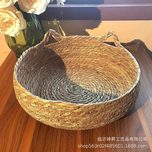 Cat Bed with Soft Cushion | Round Donut Pet Basket for Cats & Small Dogs | Cozy Handwoven Sleeping Nest | Available in 3 Sizes: 34cm, 40cm, 45cm