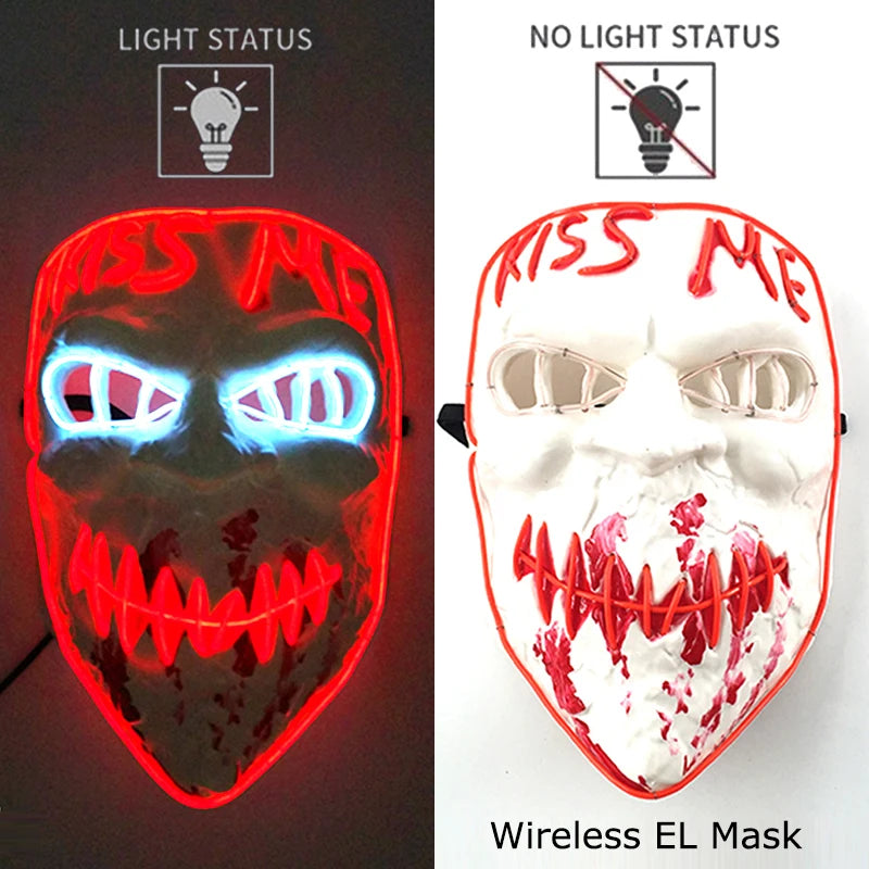 Light-Up EL Wire Party Mask for Halloween &amp; Cosplay