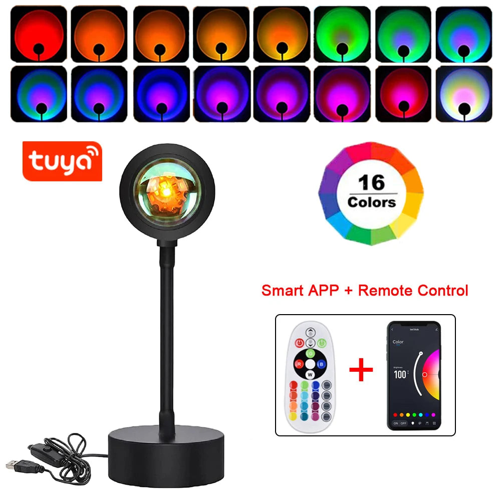 Smart Sunset Projector Lamp – RGB LED Night Light with App & Remote Control