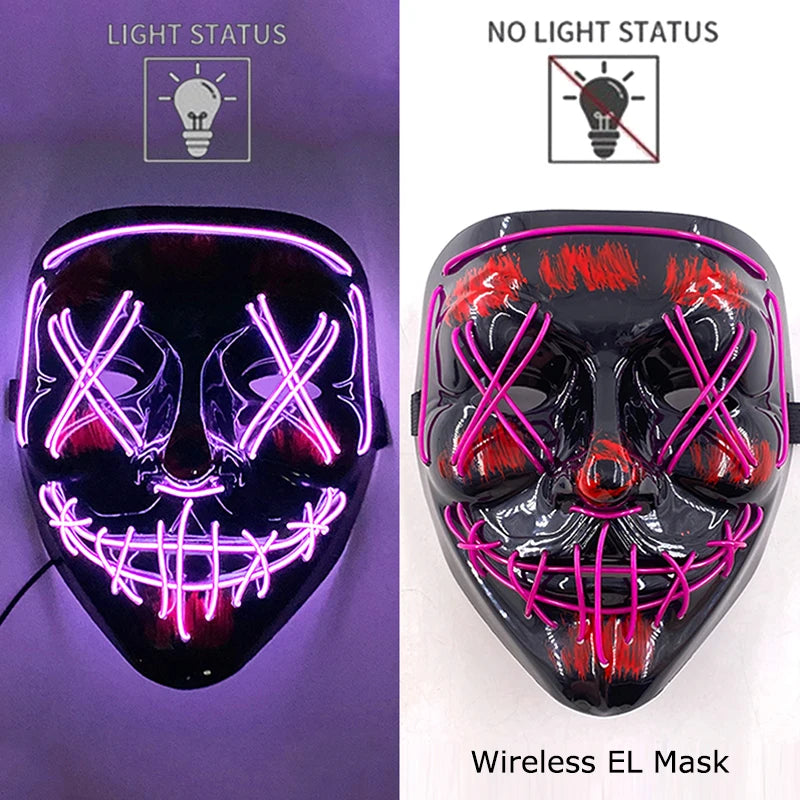 Light-Up EL Wire Party Mask for Halloween &amp; Cosplay