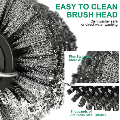 Electric Grill Brush Rechargeable – 3-Speed Automatic BBQ Cleaning Brush, 180° Adjustable Stainless Steel Rotary Head for Outdoor & Camping Grills