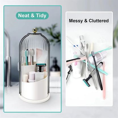 Toothbrush, Makeup, Holders with Sliding Lid Rotating Dustproof