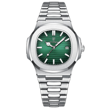 POEDAGAR Luxury Men's Watch – Waterproof Square Dial, Luminous Stainless Steel Quartz Watch, Perfect Father's Day Gift for Him