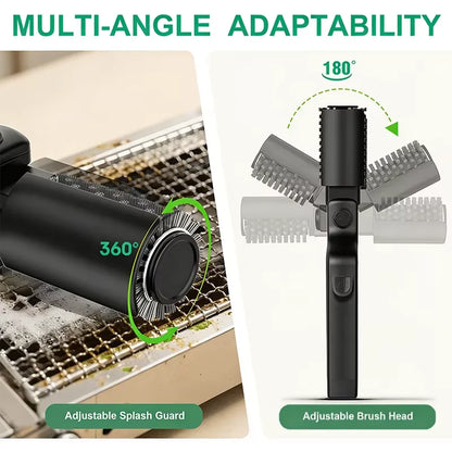 Electric Grill Brush Rechargeable – 3-Speed Automatic BBQ Cleaning Brush, 180° Adjustable Stainless Steel Rotary Head for Outdoor & Camping Grills