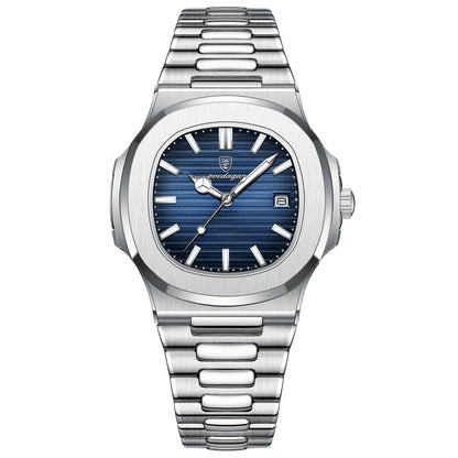 POEDAGAR Luxury Men's Watch – Waterproof Square Dial, Luminous Stainless Steel Quartz Watch, Perfect Father's Day Gift for Him