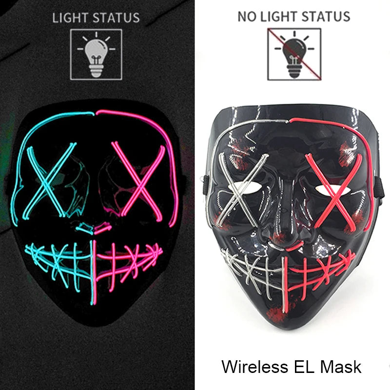 Light-Up EL Wire Party Mask for Halloween &amp; Cosplay