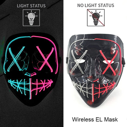 Light-Up EL Wire Party Mask for Halloween &amp; Cosplay