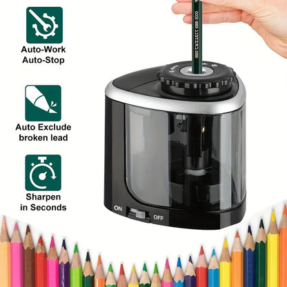 Electric Desktop Automatic Pencil Sharpener — Fast, Safe & Quiet for Students, School & Office