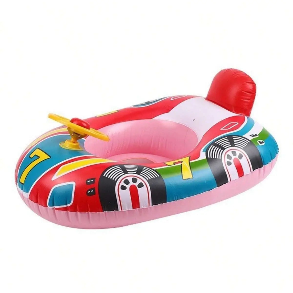 Baby Pool Float with Handles — Cute Car Design Inflatable Swim Ring for Toddlers & Kids