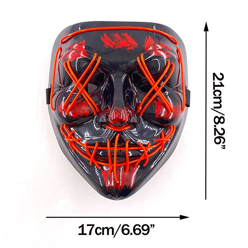 Light-Up EL Wire Party Mask for Halloween &amp; Cosplay