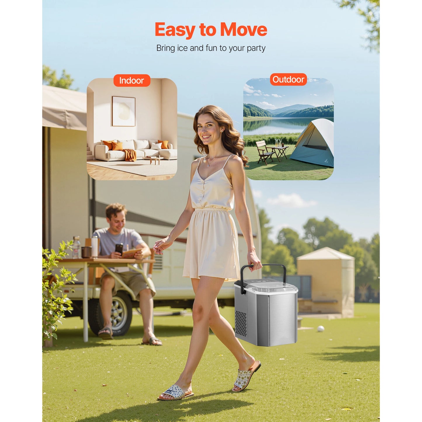 Countertop Ice Maker – 26 lbs/Day, 9 Cubes in 6 Min, Self-Cleaning, Portable