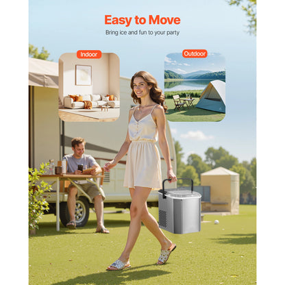Countertop Ice Maker – 26 lbs/Day, 9 Cubes in 6 Min, Self-Cleaning, Portable