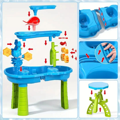 Kids Waterfall Beach Sand & Water Play Table | Indoor Outdoor Summer Toy
