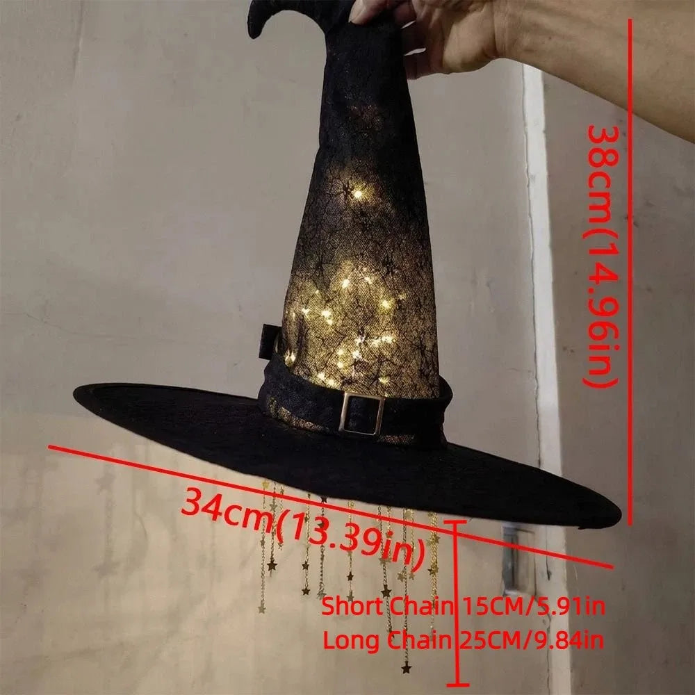 Light-Up Witch Hat Hanging Decoration for Halloween
