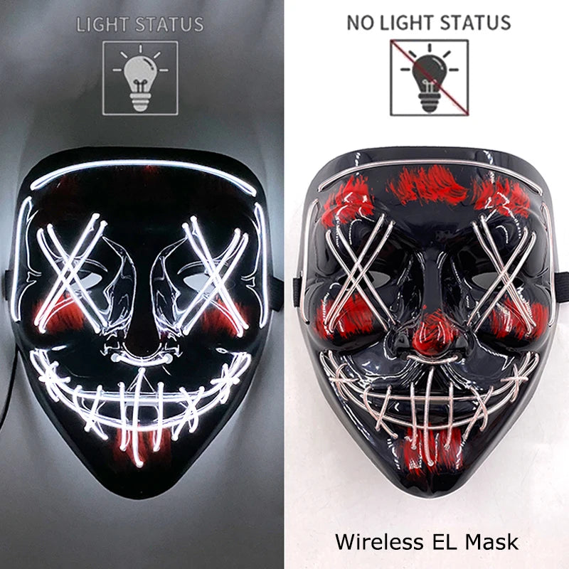 Light-Up EL Wire Party Mask for Halloween &amp; Cosplay