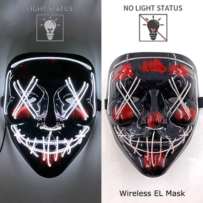 Light-Up EL Wire Party Mask for Halloween &amp; Cosplay