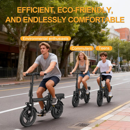 Foldable Electric Bike 500W Motor | 48V Battery | 22MPH | 30-45 Mile Range | Dual Seat Mini E-Bike for Adults
