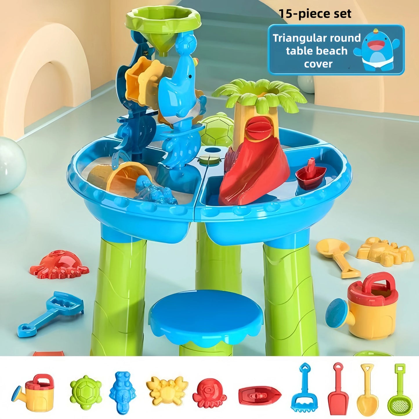 Kids Waterfall Beach Sand & Water Play Table | Indoor Outdoor Summer Toy