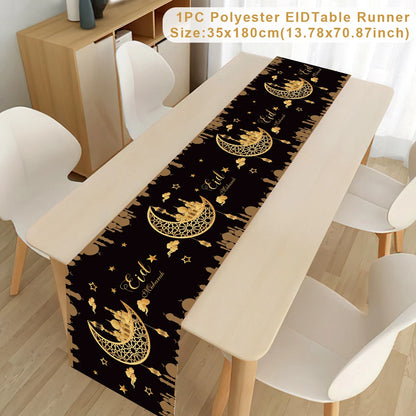 Ramadan Table Runner Eid Mubarak Decoration 2026 for Home Ramadan Kareem Ramadan Mubarak Islamic Muslim Party Eid Al-Fitr Gifts