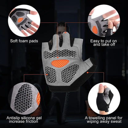 Workout Gloves for Men & Women – Non-Slip Weightlifting Gym Gloves, Breathable Fingerless Fitness Gloves for Training, Cycling & Bodybuilding