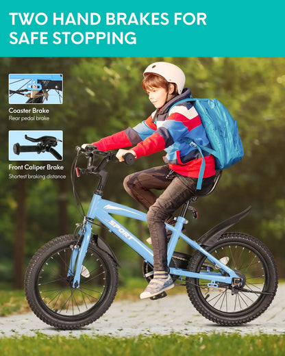 16 Inch Kids Bike with Training Wheels & Kickstand | Adjustable Seat & Handlebar | Ages 4-8 | Boys & Girls Bicycle