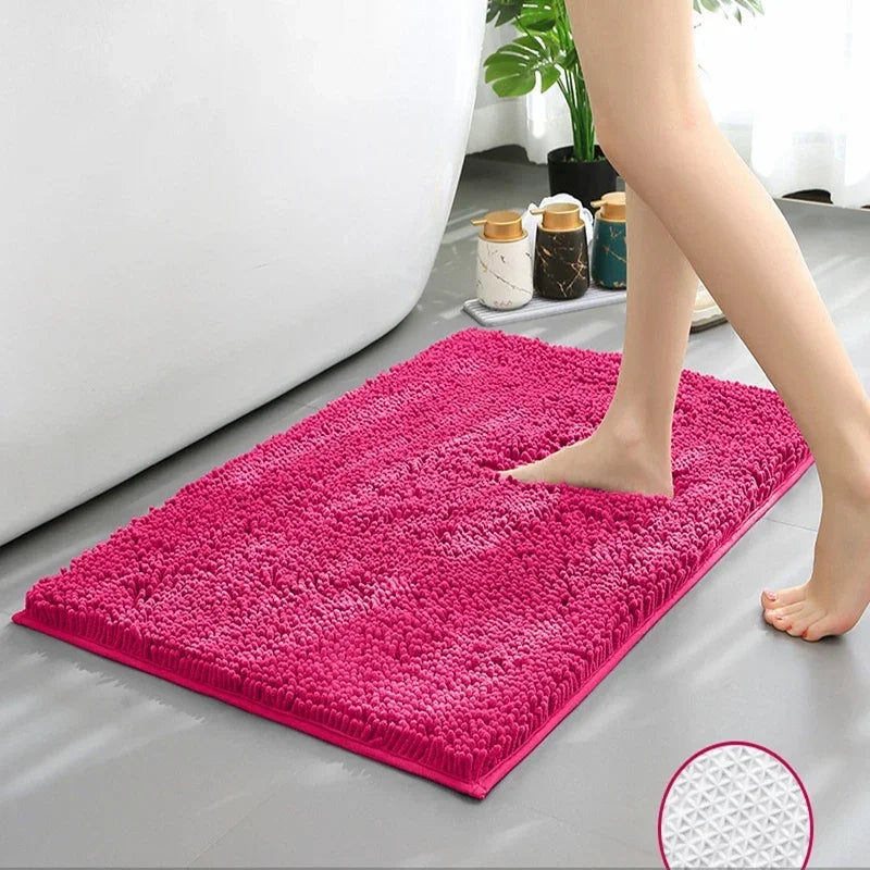 Luxury Chenille Bath Rug, Extra Soft and Absorbent Shaggy Bathroom Mat Rugs, Machine Washable, PVC Non-Slip Plush Carpet Runner