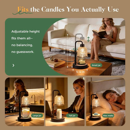 Candle Warmer Lamp with Timer Dimmer, Adjustable Height Wax Melt Warmer for Jar Candles, Housewarming Gift, Birthday Mother's Da