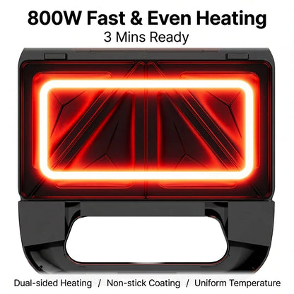 3-in-1 Sandwich Maker, Panini Press & Waffle Iron - Indoor & Outdoor Electric Grill with Removable Non-Stick Plates, 800W