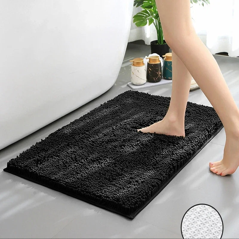 Luxury Chenille Bath Rug, Extra Soft and Absorbent Shaggy Bathroom Mat Rugs, Machine Washable, PVC Non-Slip Plush Carpet Runner